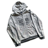 Personality Zippered Sweatet Double-Layer Fake Two-Piece Hooded Jacket Trendy Street Casual