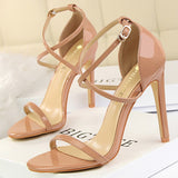 Shoes Fashion High Heels Shoes Patent Leather Woman Pumps Sexy Women Heels Blue Sliver Stiletto Heels Women Sandals