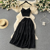 Zingj Reduction Suit Female Summer Outfit 2023 New Sling Jacket Short Style Versatile Big Swing Skirt Sweet Two Sets Of
