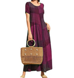 Zingj 2023 New Vintage Loose Waist Pocket Dress Casual Plaid Print Patchwork Women's Dress-Outfit