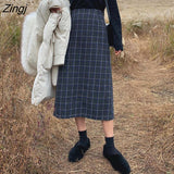 Skirts Women S-5XL Straight Plaid Simple All-match Empire Elegant Ladies Charming Femme Stylish Teens College Harajuku