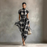 Explosion Of Solid Color Round Tie With Casual Temperament Dress