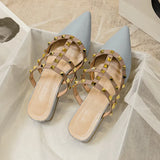Summer New Pointed Head Down With Slippers Women Rivet Bag Lazy Outside Wearing Cold Tot Large Size