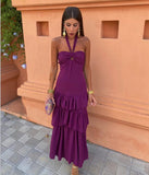 Women's Clothing Explosion Hanging Neck A Word Collared Back