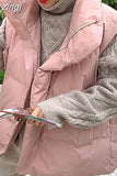 Women Sleeveless Jacket Puffer Vest Ladies Winter Warm Waistcoats Female Solid Stand Collar Coat Loose Outwear Weste
