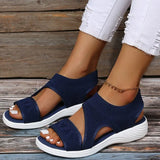Version Of The Flying Mesh Thick Sole Hollow Sandals Women's Cover Toe Large Beach Cool Slippers