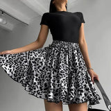 Leopard Printed Mini Skirt- Outfit