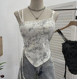 Wasteland Hottie Wearing Sling Vest To Do Old Hole Tie Dye With Chest Cushion Short Sleeveless Top