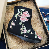 Zingj Boots Embroidered Cloth Boots Women Winter Clip Cotton And Velvet Short Boots With High Slope Heel And High Heel Embroidered