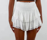 Short Skirt Women's High-Rise Skirt Pony Folding Skirt With Inner Skirt Lace