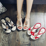 Asia's New Bohemian Thick-Soled Sandals Women's Velvet Water Drill Tight With Beach Cool Slippers