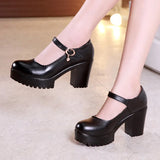 Round Head 8Cm High Heels Clasp Shallow Commuter Professional Work Shoes Cheongsam Models Catwalk