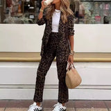 Women's Digital Print Bohemian Suit Long Sleeve Open-Shirt Trousers Set