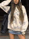 Oversized Star Print Zip Up Hoodie- Outfit