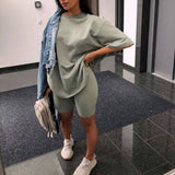 Spring And Summer New Hot Women's Clothing Two Sets With Belts Solid Color Home Loose Sports Fashion Leisure