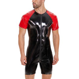 Zingj Men's PVC Bright Leather Onesie Sexy Slim Leather Clothing No Odor Size