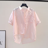 Simple Summer Thin Short-Sleeved Shirt Women 2025 New Fashion Loose Long Pocket Cardigan