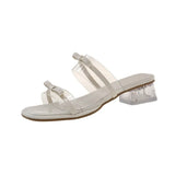 Transparent Crystal Coarse Sandals Women 2025 Summer Fairy Wind Bow One By One With Cool Drag