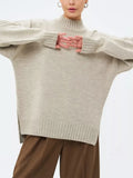 And Winter Half-High Collar Thread Sweater Solid Color Cover Loose Casual