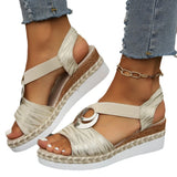 2025 New Slope Heel Sandals Women Metal Buckle Rope Slopes And Light-Bottomed Fish Mouth