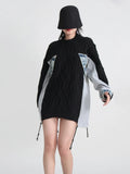 Zingj Lazy Wind Cowboy Splicing Sweater Loose Casual Fashion Long Long Sleeve Knit Sweater
