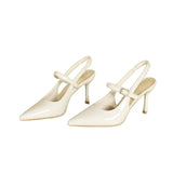 Wine Red High-Heeled Sandals Women 2025 Summer New Bun Head Buckle Fine Temperament Single Shoe With