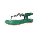 | Korean Version Of Flat Bottom Water Drill Sandals Women Summer New Fairy Wind Clip Toe Large Beach Cool Slippers