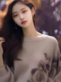 And Winter New Round Collar Collar Collar Jersey Tweed Blouse Design Sweater Temperament Lazy Blouse
