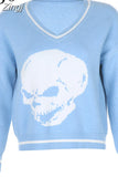 Harajuku Skull Print Y2K Loose Autumn Winter Sweater Women Pullovers Casual Knitwear Jumpers 2023 Korean Sweaters