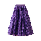 Industry Three-Dimensional Wave Point Black Mesh Half-Body Dress 2025 New Design Sense Hepburn Style Long Umbrella Skirt