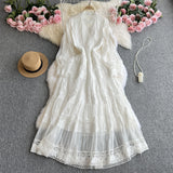 Zingj New French Fashion Gentle And Dignified Retro Palace Yanfeng Long Sleeve Stitching Lace Lace Dress Long