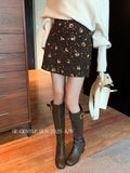 Xixi 13 Line 2025 Winter Squint High-Waisted Half-Dress Embroidered A-Word Bag Hip Short Skirt Woman