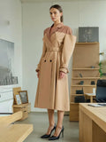 Temperament British Windwear Woman 2025 Summer New Splicing Color Design Fake Two Suit Collar Coat