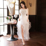 White Braed Evening Dress 2025 New High-End Famous People Light Luxury Birthday Dress Feather Niche