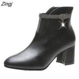 Women Boots 2023 Autumn and Winter High Heels Ankle Shoes Boots Leather Booties Feminina Woman fashion