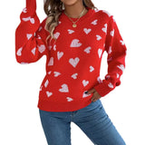 Shooting 2025 Autumn And Winter Casual Love Lantern Sleeve Sweater Valentine's Day Women's