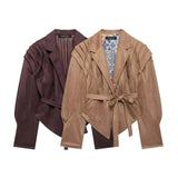 New Belt Velvet Folded Jacket