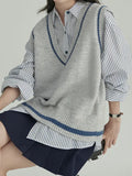 Girls Design A Sense Of Small Gentle And Comfortable Cold Literature Retro Wool-Blend Knitted Vest