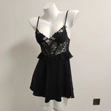 2025 High-End Sexy Pure Lusty Pyjamas French Design With Chest Cushion Ice Silk Sexy Sling