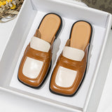 Half Slippers Female British Style French Style Metal Lazy Outside Wearing A Foot Pedal Muller Shoes Large-Size