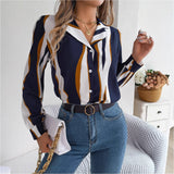 Shooting 2025 Spring And Summer Casual Hit Color Striped Suit Collar Long-Sleeved