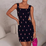 Spring 2025 New Fashion Sexy Water Diamond Inlaid Design With Open Waist Bag Slings Short Dress