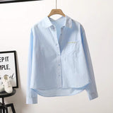 Shirt Women 2025 Spring And Autumn Fashion Embroidered Letter Pocket Loose Casual Shirt Women Casual