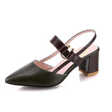 Spring And Summer New Single-Shoe Women's Sharp Head Thick-Heeled Women's Shoes Heeled High Heels Hollow Women's