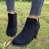 Yards Of Slopes And Female Short Boots In The Autumn And Winter Of The New Flat Bottom Round Head Zipper High Heels And Bare