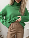 Multi-Color High-Necked Solid-Color Sweater Women Loose Collar Collar Collar Women's Clothing