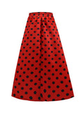 Skirt Women Summer High Waist Polka Dot Vintage Skirts Red Retro Robe