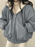 Reversible Oversize Fleece Hooded Jacket-Outfit