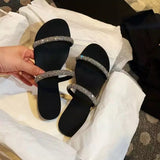 Women's French Sandals 2025 Summer New Fashion With Water Drill Slippers Women Wearing Fairy Temperament Cool