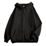 Flat Hooded Ins College Windy Loose Zipper Thick Hooded
